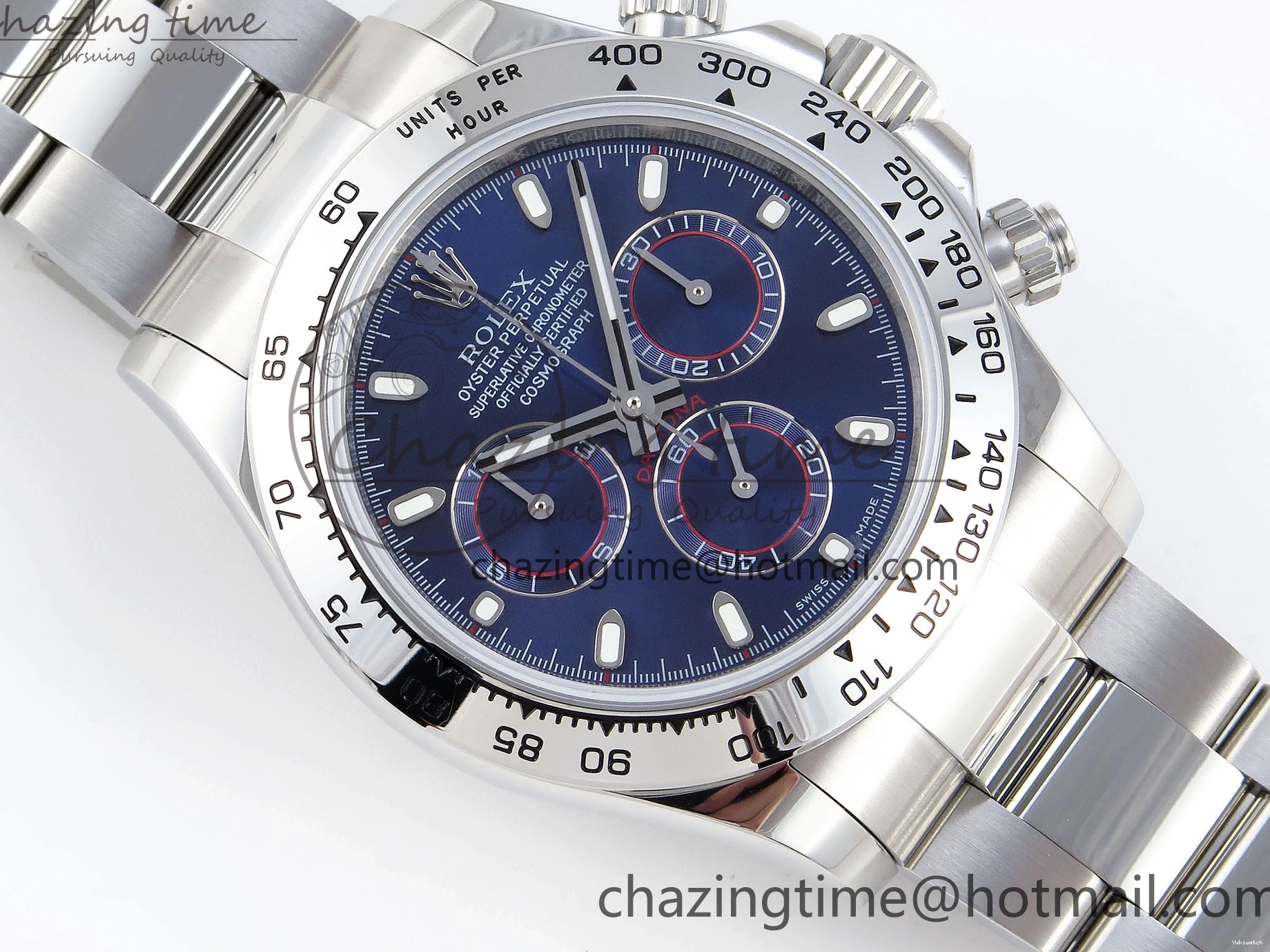 116509 OMF DIAL SS BEST ON A7750 DAYTONA BLUE MOVEMENT) SS STICK BRACELET (SLIM EDITION 1219